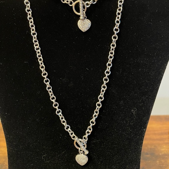 Rhodium plated silver necklace and bracelet set CZ sold as is - Picture 1 of 5